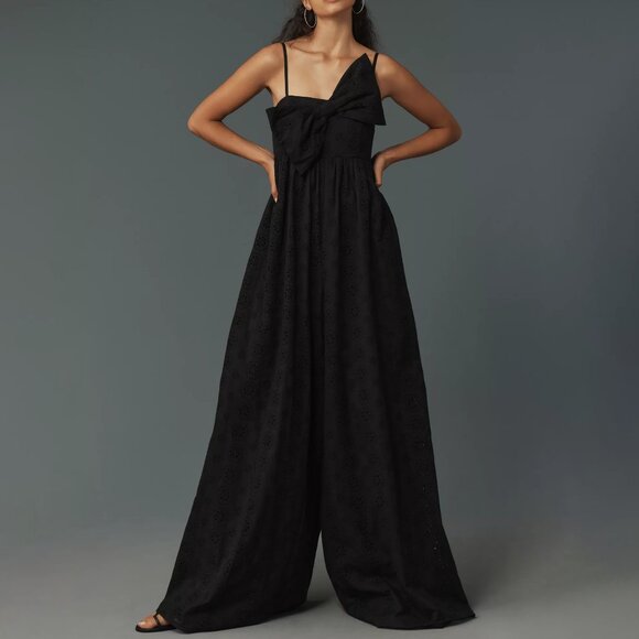 Anthropologie Hutch Eyelet Bow Jumpsuit
